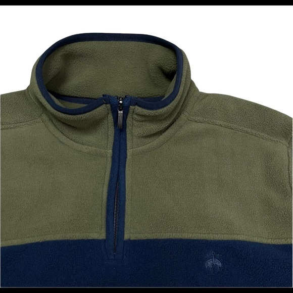 Men’s BROOKS BROTHERS 1/4 Zip Polar Fleece Pullover OLIVE GREEN & NAVY NWOT XL - Picture 4 of 7
